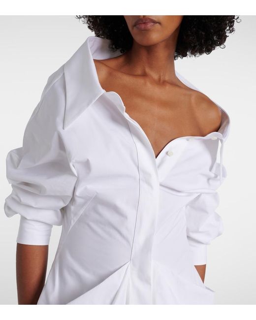Givenchy White Draped Cotton Poplin Shirt Dress