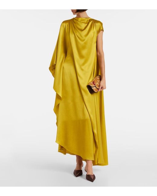 Roksanda Yellow Hiba Caped Silk Gown
