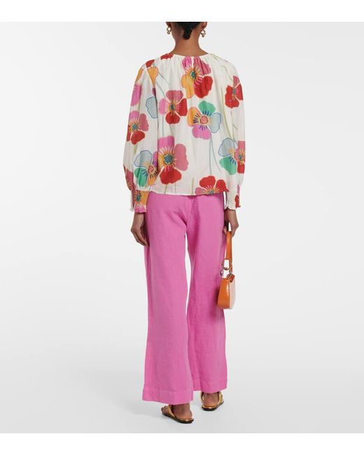Blouse Avery En Coton Et Soie A Fleurs Velvet en coloris Pink