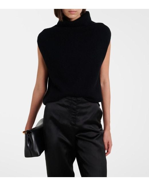 Jardin Des Orangers Black Turtleneck Wool And Cashmere Sweater Vest