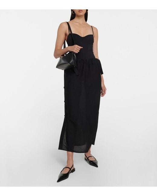 Totême Black Satin Maxi Skirt