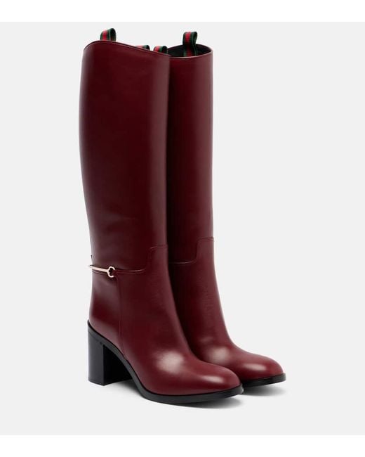 Gucci Red Damenstiefel Mit Schmalem Horsebit, Größe