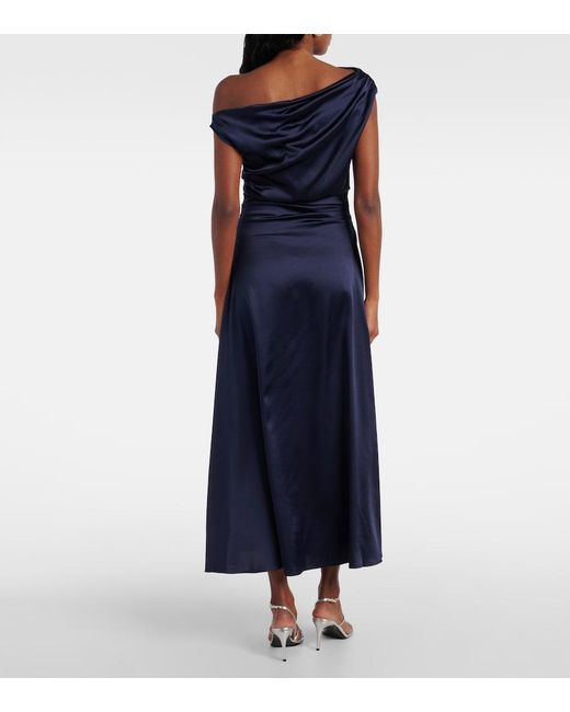 Staud Blue Elyse Pleated Silk-Blend Maxi Dress