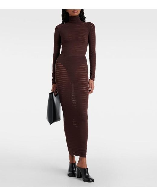 Alaïa Brown Striped Maxi Skirt