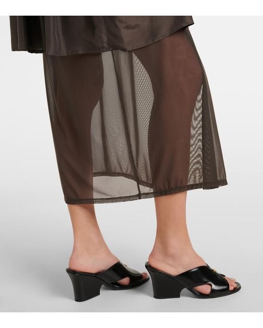 Lemaire Black Draped Semi-Sheer Silk Midi Skirt