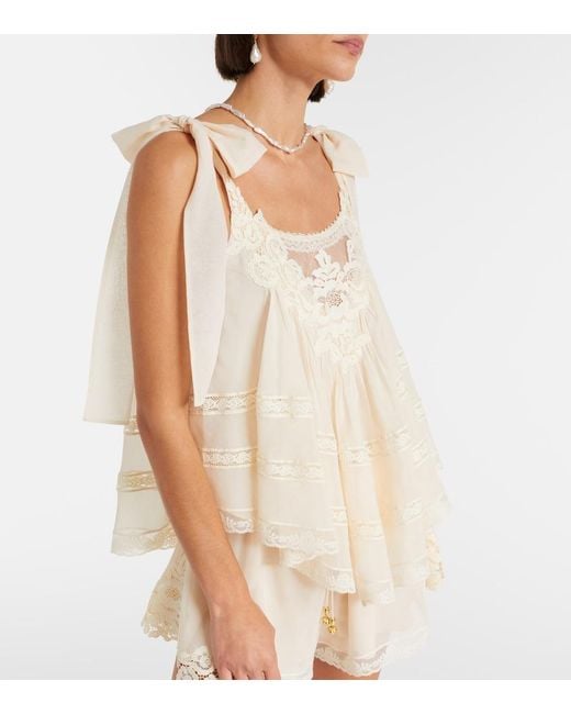 Zimmermann Natural Awaken Lace-Trimmed Cotton And Silk Top