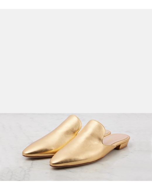 Gianvito Rossi Natural Raja Metallic Leather Mules