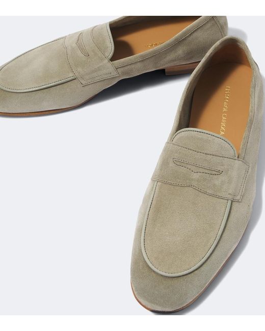 Frescobol Carioca Green Leme Suede Penny Loafers for men