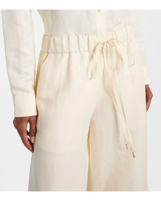 Gabriela Hearst White Gelos Linen And Silk Wide-Leg Pants