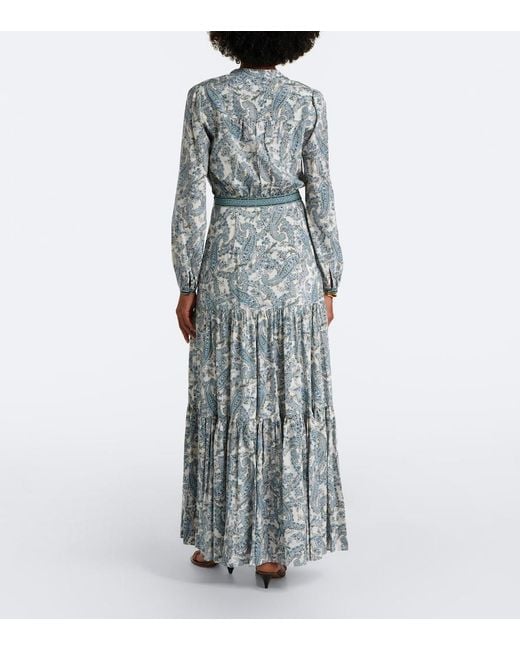 Veronica Beard Gray Sama Printed Tiered Silk-Blend Maxi Dress