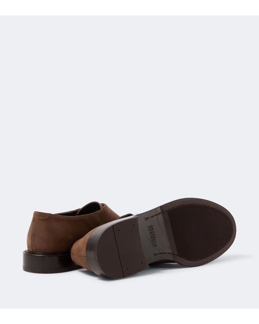 Brunello Cucinelli Brown Monili Suede Monk Strap Shoes for men