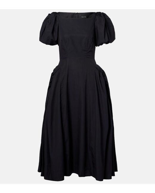 Simone Rocha Black Puff-Sleeve Cotton Poplin Midi Dress