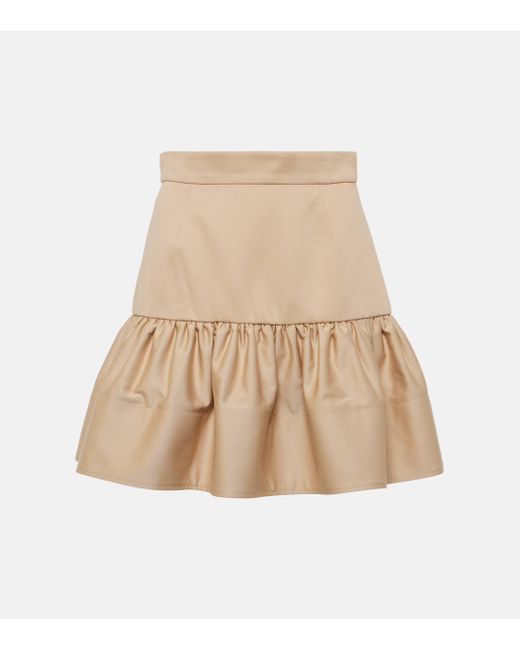 Patou Natural Ruffled Cotton Gabardine Miniskirt