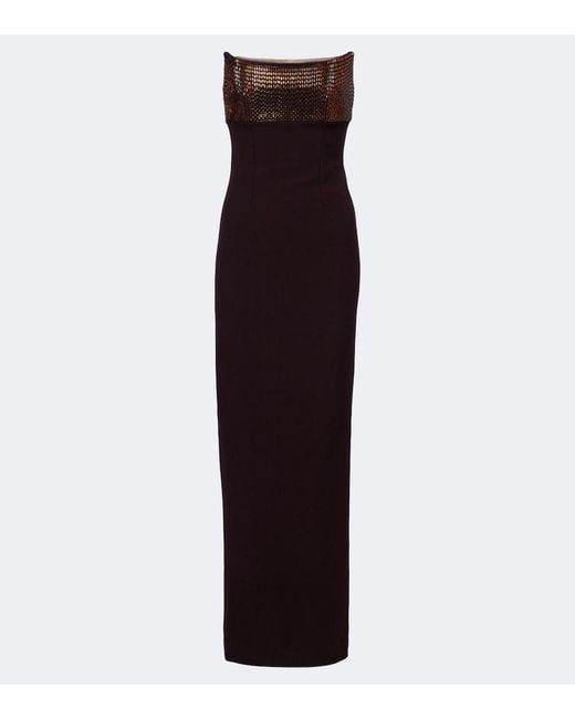 Roland Mouret Purple Embellished Paneled Corset Gown