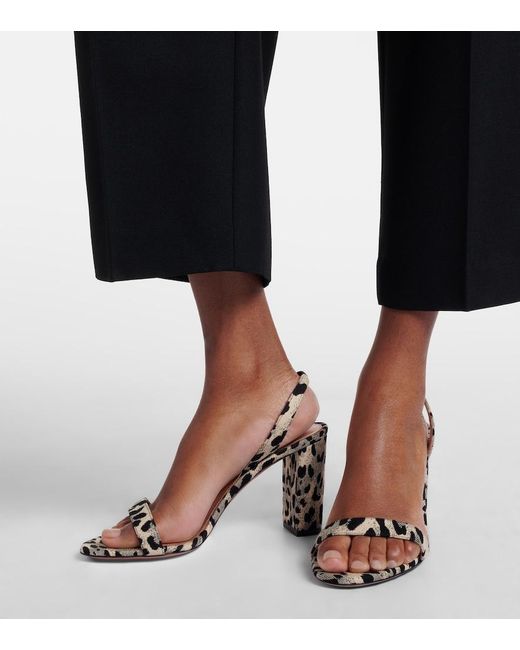 Aquazzura Metallic So Nude 85 Canvas Slingback Sandals