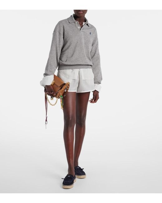 Polo Ralph Lauren Gray Cotton-Blend Polo Sweatshirt