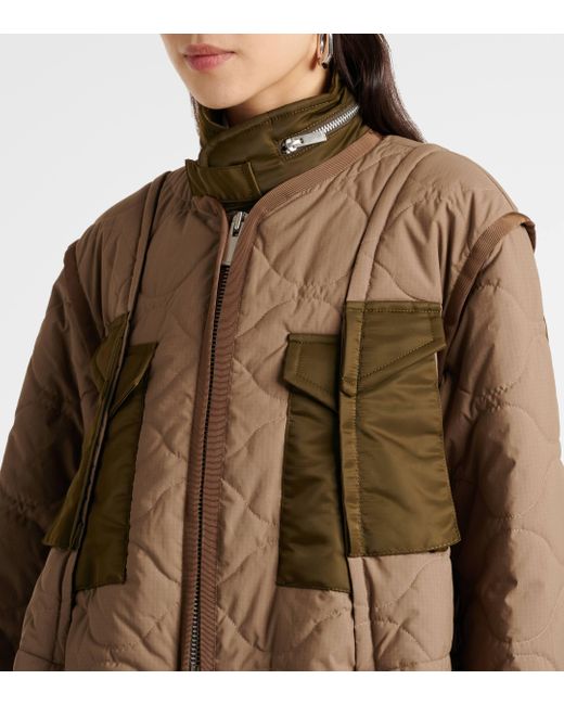 Sacai Brown Quilted Ripstop Coat