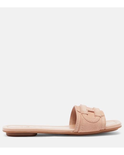Hogan Pink H685 Suede Slides