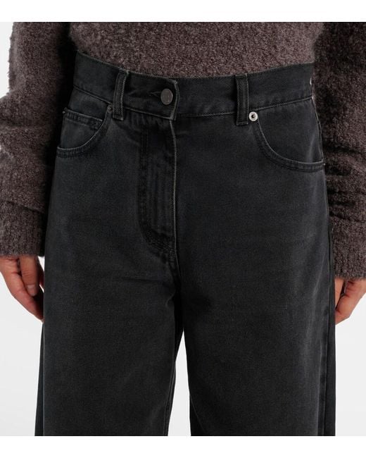The Row Black Clair High-Rise Straight Jeans