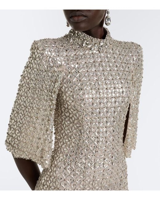 Jenny Packham White Sedona Embellished Mesh Gown