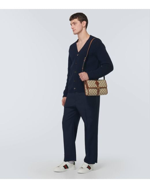 Baskets Ace Web Stripe en cuir Gucci pour homme en coloris White