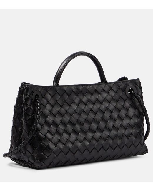 Bottega Veneta Black East-West Andiamo Intrecciato Leather Tote Bag