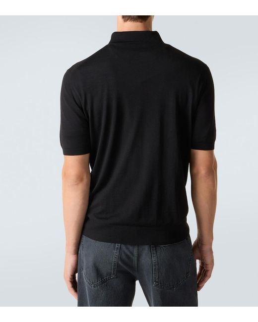 Prada Black Virgin Wool Polo Shirt for men