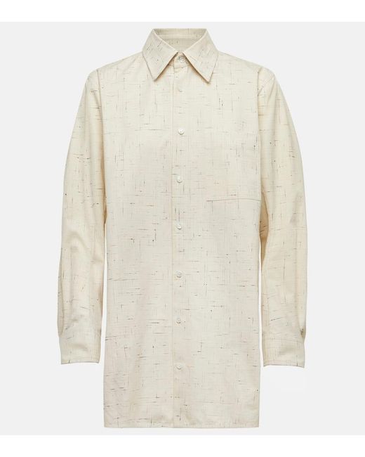 Camicia oversize in misto cotone di Bottega Veneta in White
