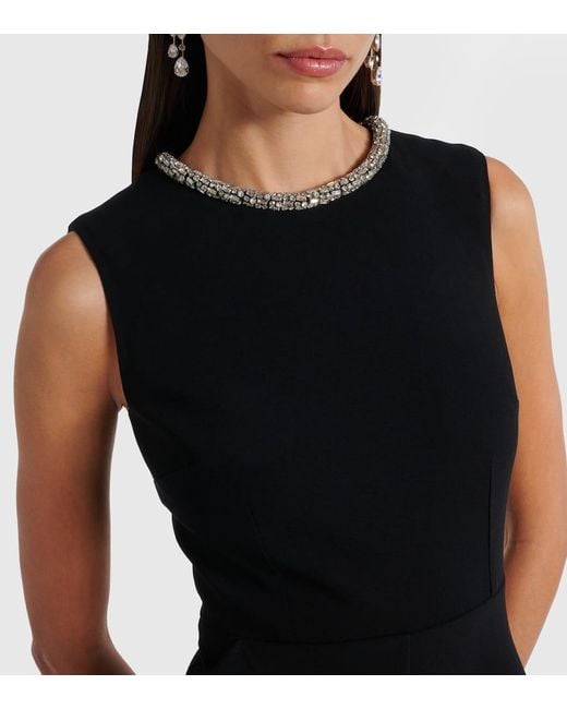 Roland Mouret Black Embellished Peplum Satin Crepe Gown