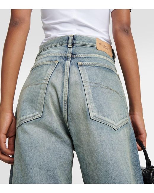 Balenciaga Blue Mid-Rise Wide-Leg Jeans