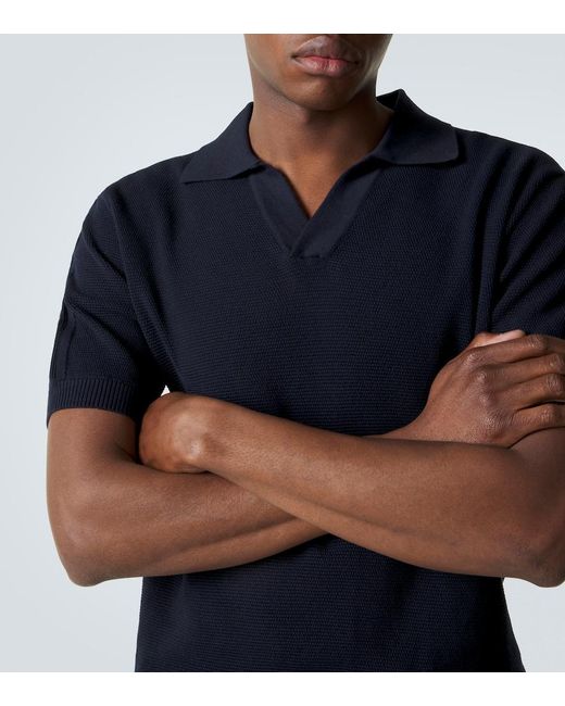 Frescobol Carioca Blue Rino Cotton And Silk Polo Shirt for men