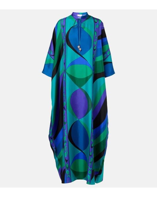 Emilio Pucci Blue Kaftan Iride Aus Seide