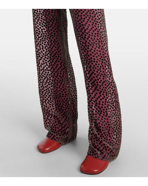 Dries Van Noten Red Polka-Dot Straight Pants