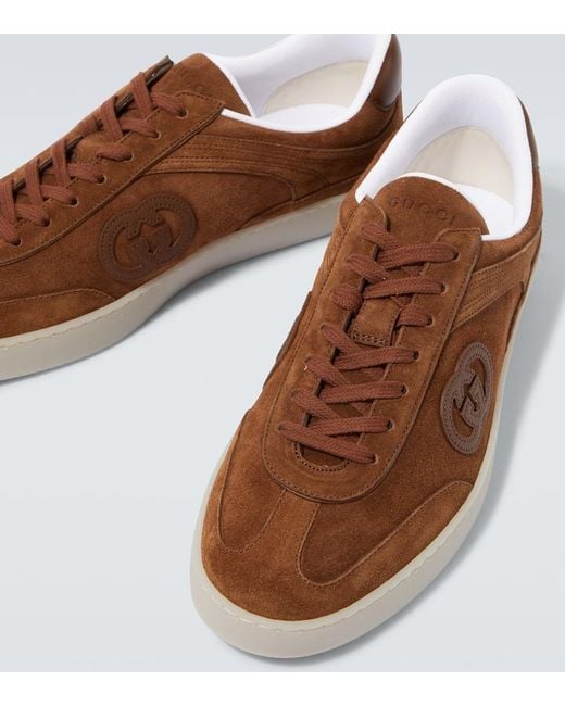 Gucci Brown G75 Sneaker, Suede for men