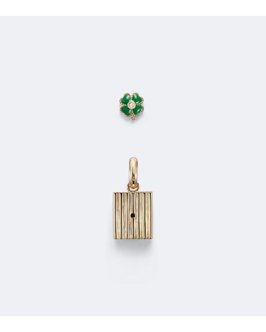Yvonne Léon Metallic Trefle And Le Cubo 9Kt And Enamel Single Earring And Pendant Set With Diamonds