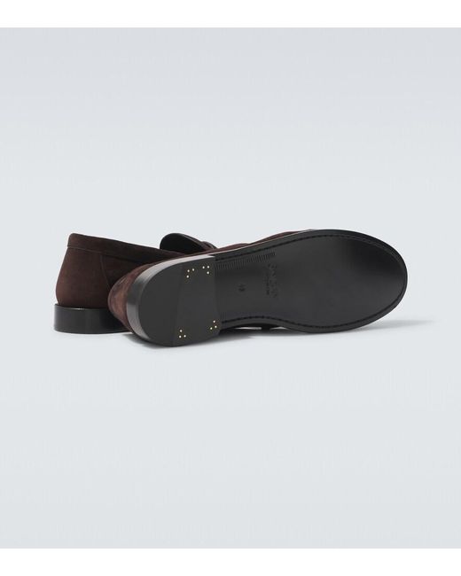 Saint Laurent Black Le Loafer Suede Penny Loafers for men