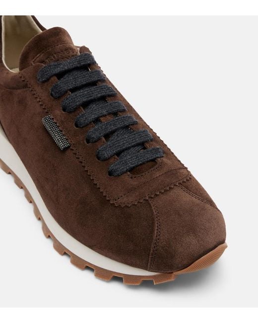Brunello Cucinelli Brown Monili Suede Sneakers