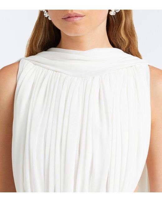 David Koma White Asymmetric Draped Embellished Minidress