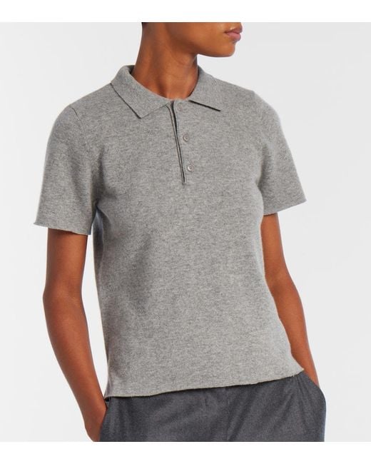 Extreme Cashmere Gray N°198 Salamander Cashmere-Blend Polo Shirt