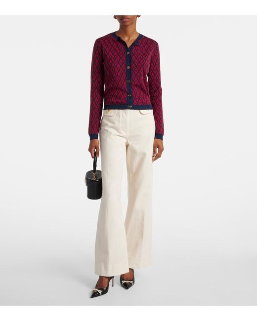 Valentino White Vgold Mid-Rise Wide-Leg Jeans