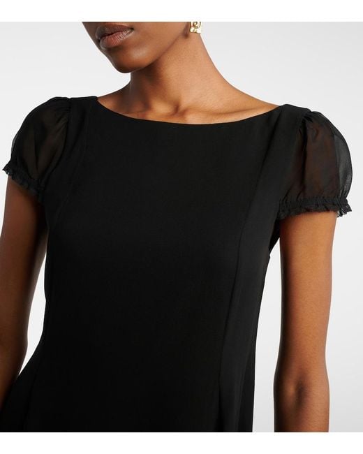 Posse Black Priscilla Lace-Trimmed Silk Minidress
