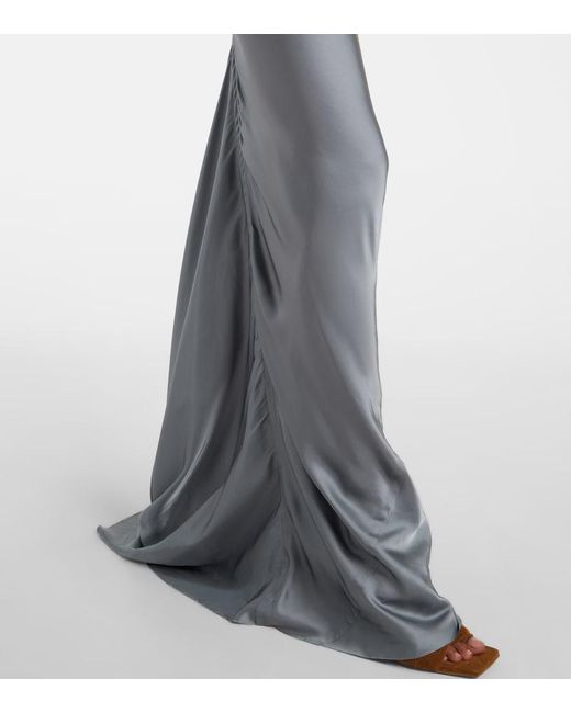 Rick Owens Gray Coda Satin Maxi Skirt