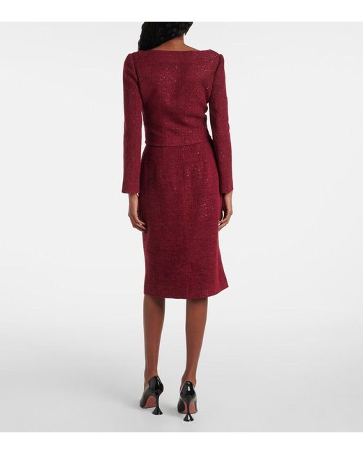Alessandra Rich Red Sequined Tweed Jacket
