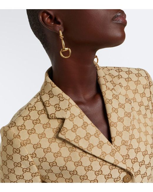 Gucci Natural Gg Canvas Cotton-Blend Blazer