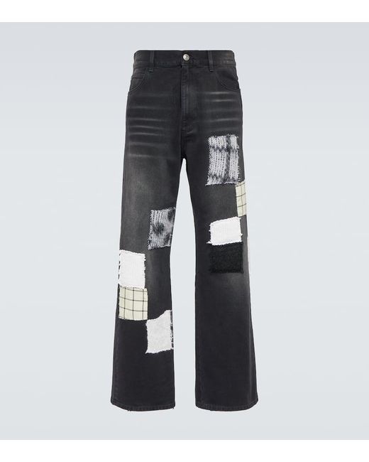 Jeans anchos con aplique de parche Marni de hombre de color Black