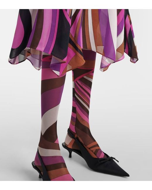 Emilio Pucci Pink Iride Printed Tights