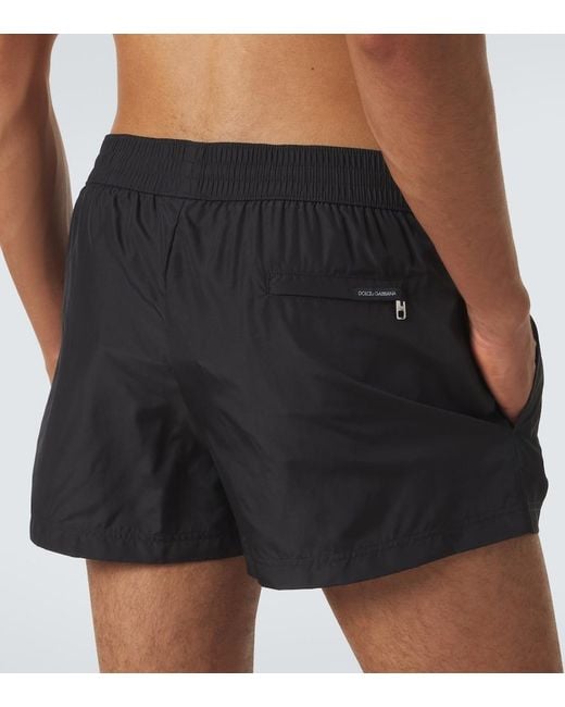 Dolce & Gabbana Gray Logo Swim Trunks for men