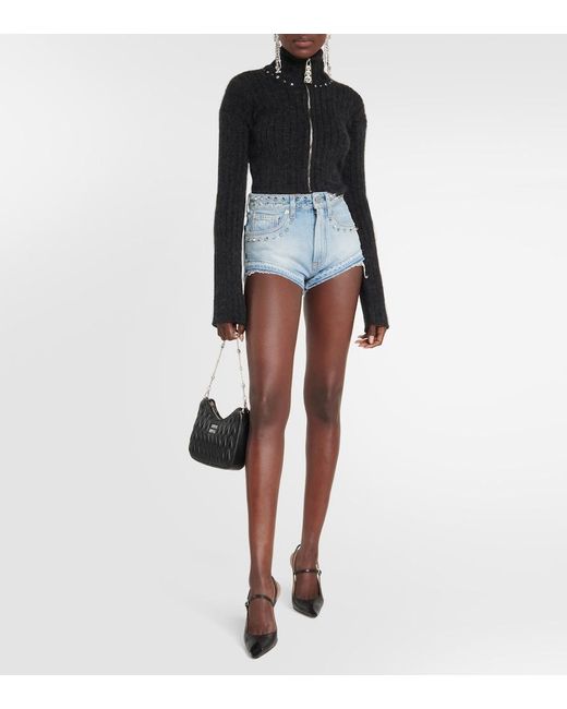 Alessandra Rich Black Embellished Wool-Blend Sweater