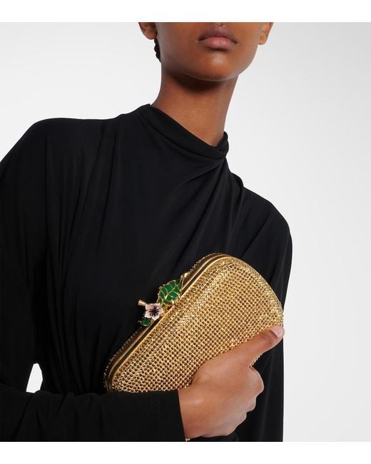 Bottega Veneta Metallic Knot Embellished Leather Clutch