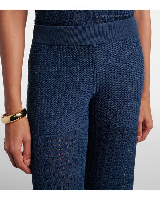 Eres Blue Embleme Open-Knit Straight Pants
